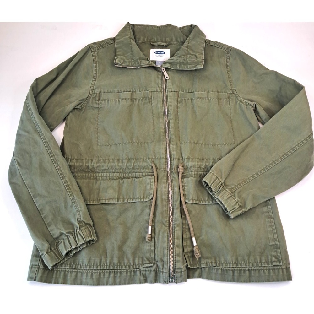 Old Navy Field Jacket Women's M Green Funnel Neck Safari Military Utility Twill
